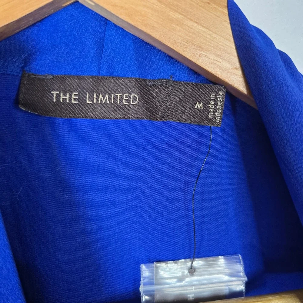 The Limited Womens Blue Sleeveless Bow Neck Button Up Blouse Shirt‎ Top Medium - Picture 4 of 6